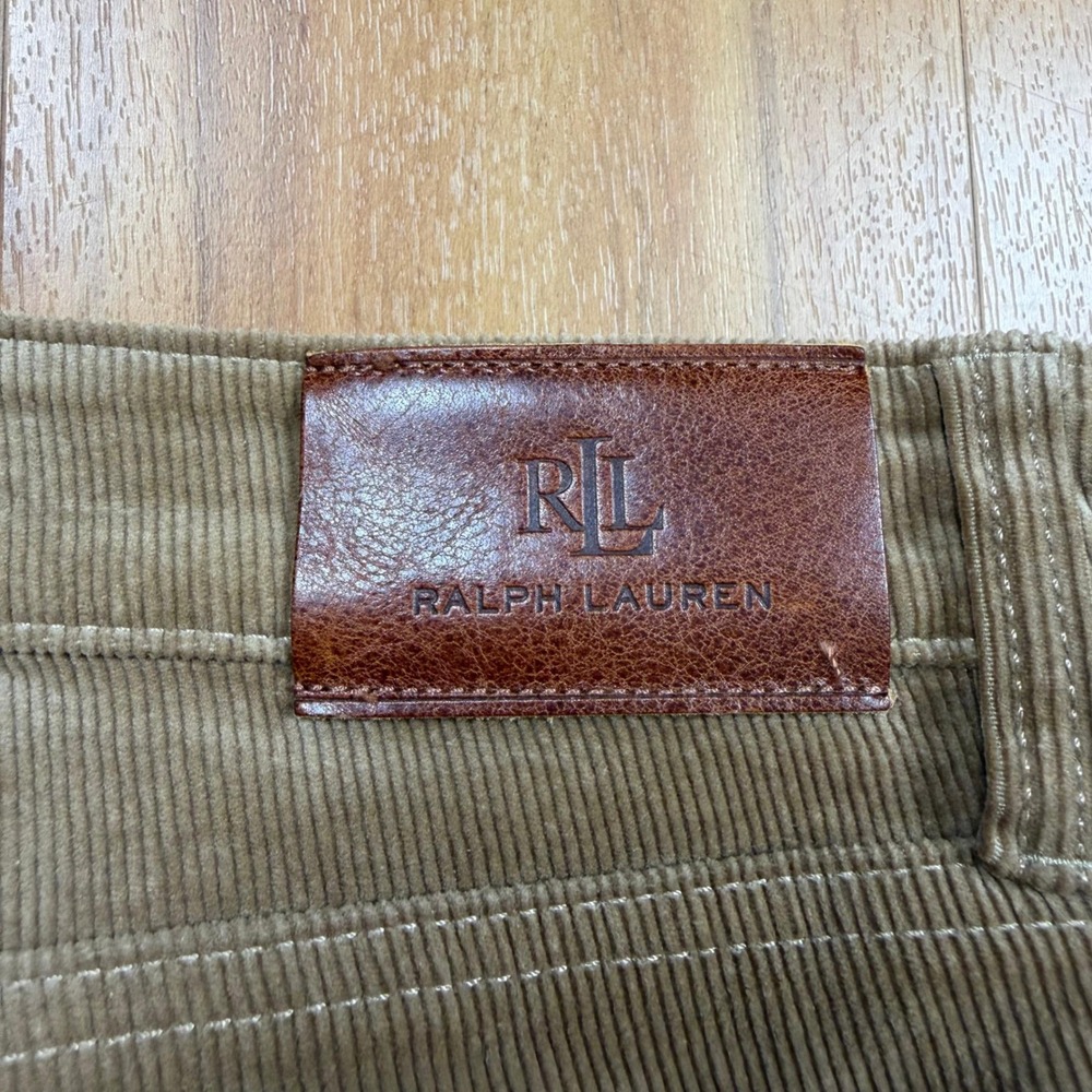 Lauren Ralph Lauren Tan Corduroy Straight Leg Pants Womens 14W Khaki Stretch - Picture 6 of 12